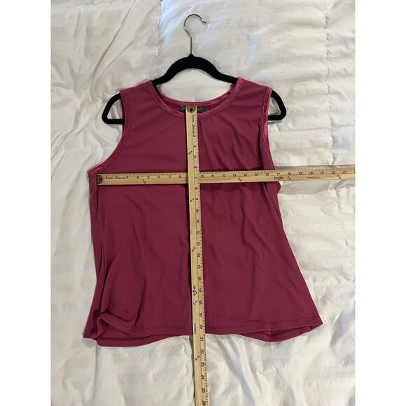 NWT Kate & Mallory Scoop Neck Ribbed Shimmer Trim Tank Top XL Pink Stretch Layer - Picture 7 of 9
